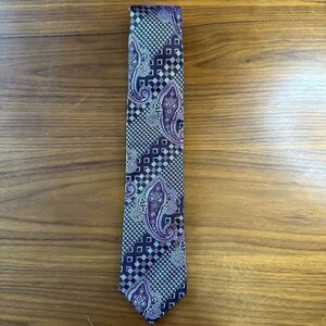SANTORELLI Men's Necktie Hand Made in ITALY Purple Paisley Luxury Silk